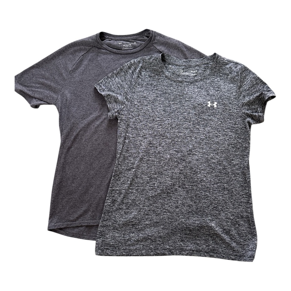 Under Armour Women’s Charcoal and Heather Gray UA Tech Tees, Set of 2, Size Med